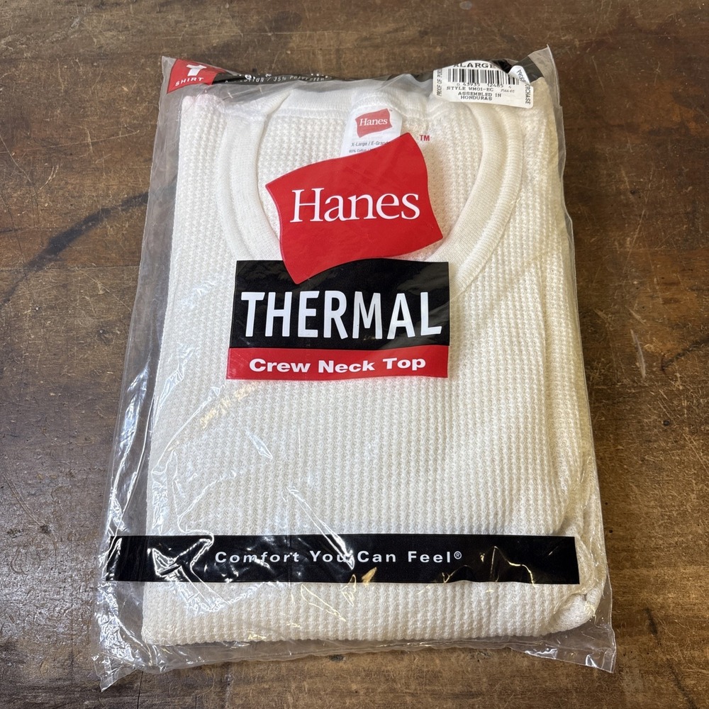 Hanes Y2K Waffle Thermal Crew Neck Top & Ankle Length Pant Set NEW Mens XL - Picture 2 of 5